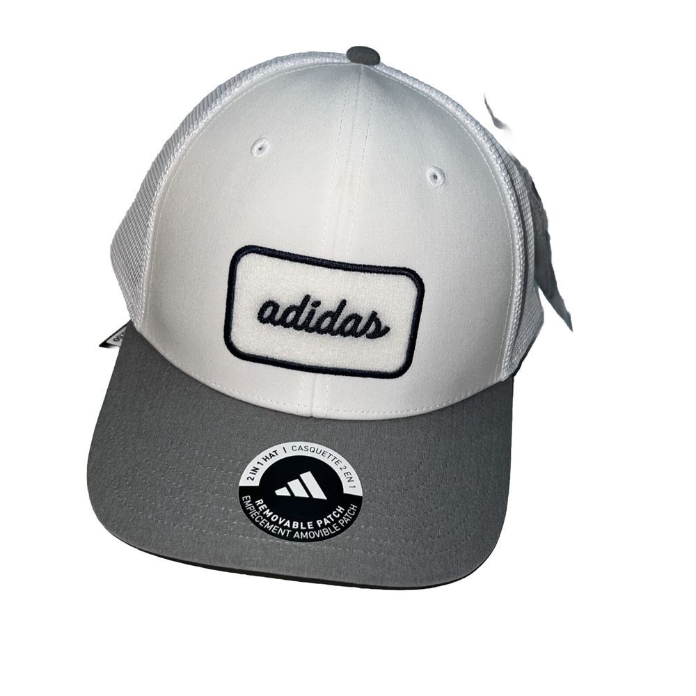 Adidas Removable Patch 2 in 1 Draw Fade Hat Snapback Trucker Hat White Grey NEW